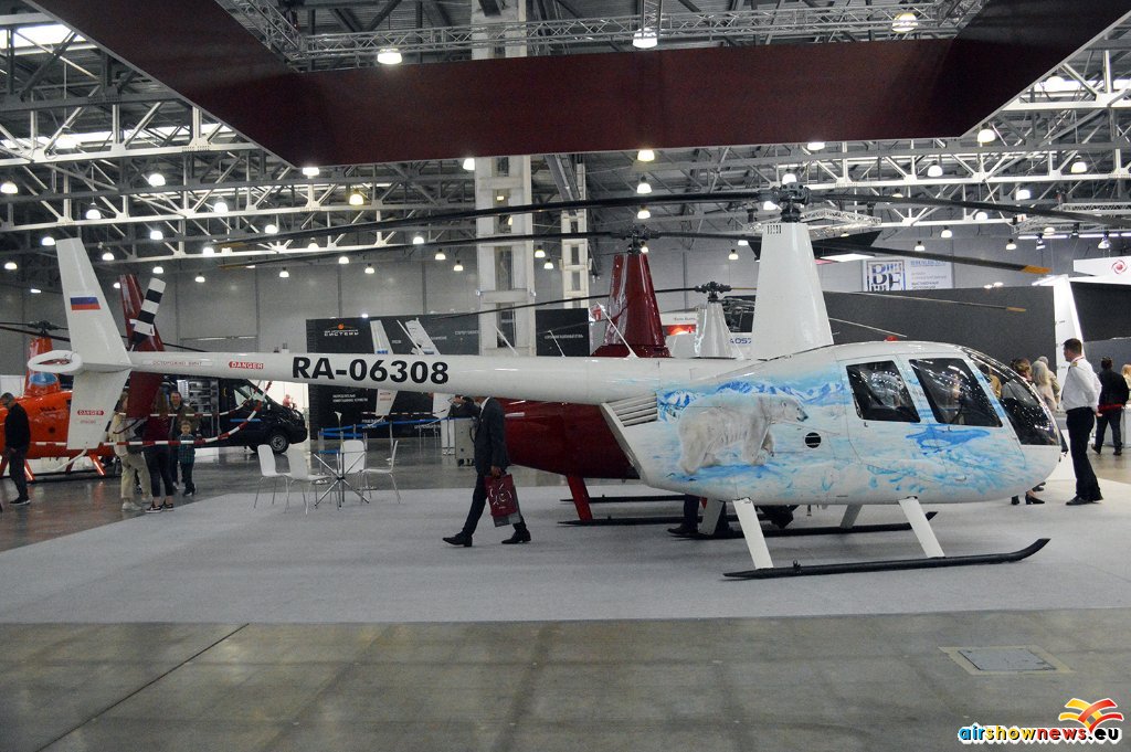 Robinson R44 RA-06308 with Polar bear artwork and a grizzly on the other side