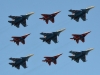 The ‘Kubinka Diamond’ formation of Su-30SMs ‘31 Blue’/RF-81702, ‘33 Blue’/RF-81704, ‘34 Blue’/RF-81705, ‘35 Blue’/RF-81706 and ‘37 Blue’/RF-81722, MiG-29s ‘21 Blue’ and ‘24 Blue’ and MiG-29UBs ‘02 Blue’ and ‘19 Blue’