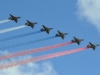 The ‘skywriting’ team. Su-25UB ‘89 Red’ leads single-seat Su-25s ‘83 Red’, ‘73 Red’, ‘88 Red’, ‘74 Red’ and ‘71 Red’